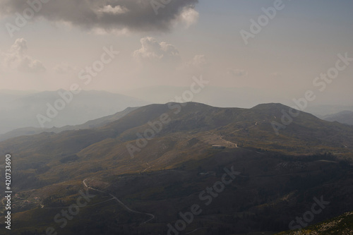 Mountain landscape of highland and meadows