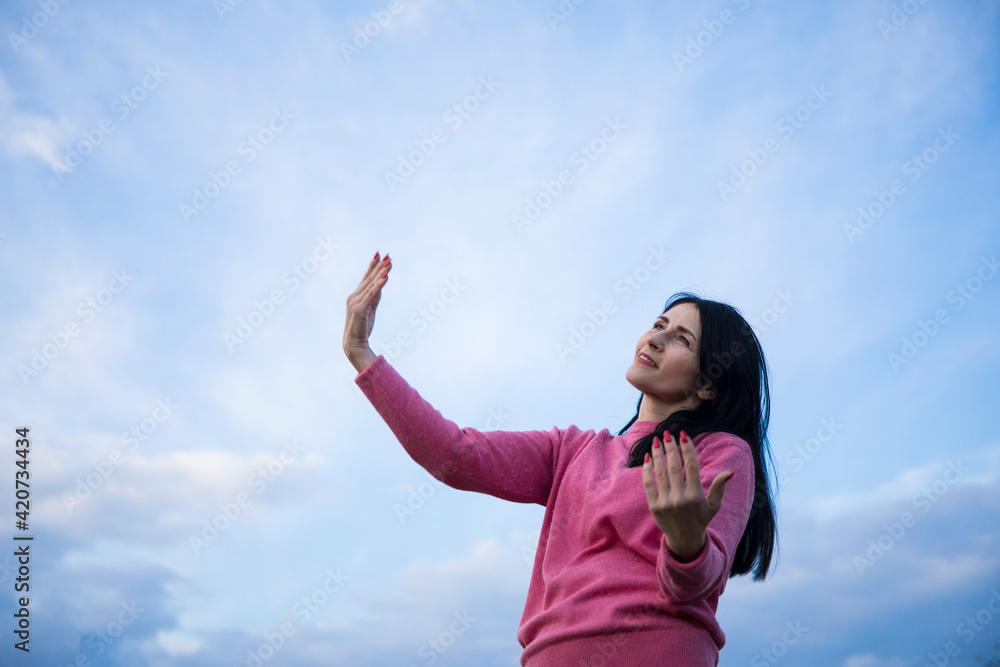lifestyle concept - beautiful happy woman enjoying summer outdoors lifestyle concept - beautiful happy woman enjoying summer outdoors
