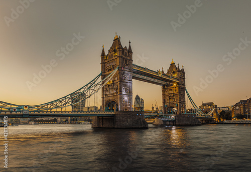 Sunset timelapse of Tower Bridge in London. UK