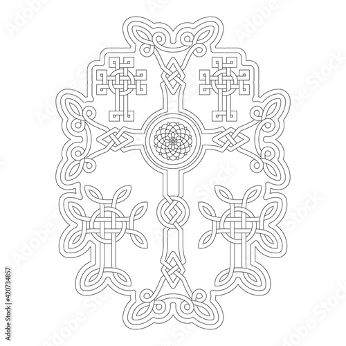 vector icon with ancient Armenian symbol Khachkar. Armenian cross stone for your project