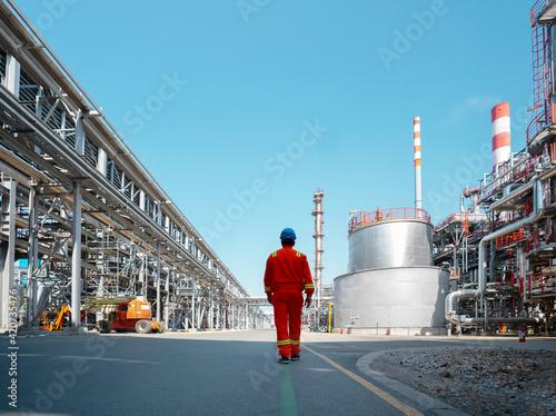 A worker in the oil refinery
