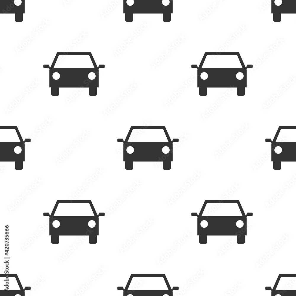 Car seamless pattern. Cute cartoon black racing cars white background. Vector illustration isolated on white