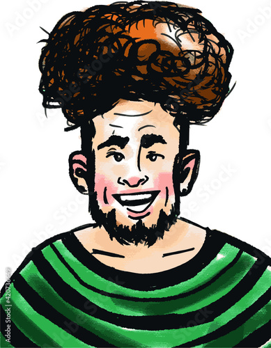 vector illustration of young handsome happy man smiling