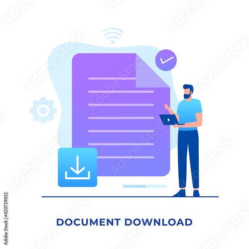 Document download vector illustration concept. Illustration for websites, landing pages, mobile applications, posters and banners