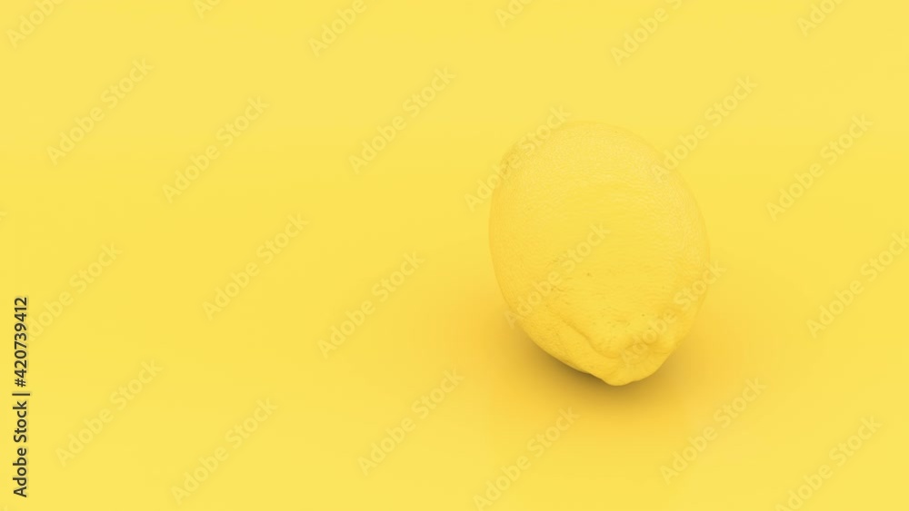 Yellow 3d lemon rotation animation. Looped spin of fruit video. Yellow 3d lemon rotation animation. Looped spin of fruit video.