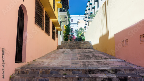 Back ally Old San Juan historic district of Puerto Rico 