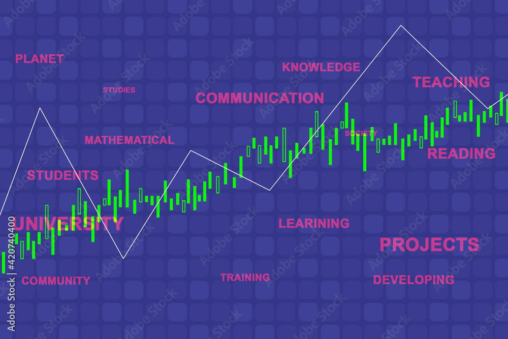 2d rendering Stock market online business concept. business Graph 