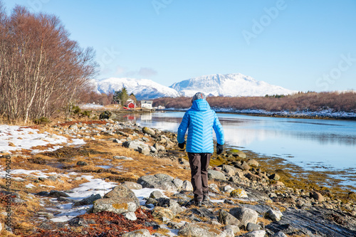 On a hike in great spring weather, In Brønnøy municipality - ,Helgeland,Nordland county,Norway,scandinavia,Europe