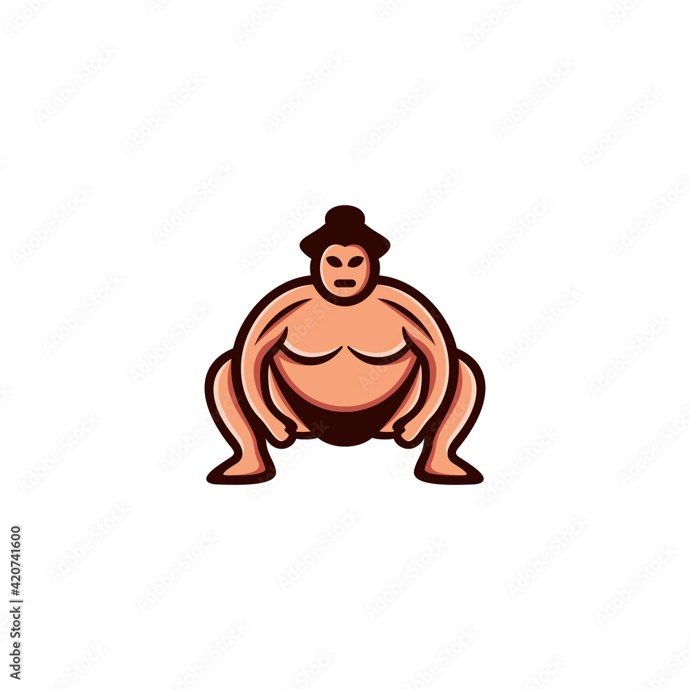 Naklejka premium Sumo Wrestler Vector Logo Design