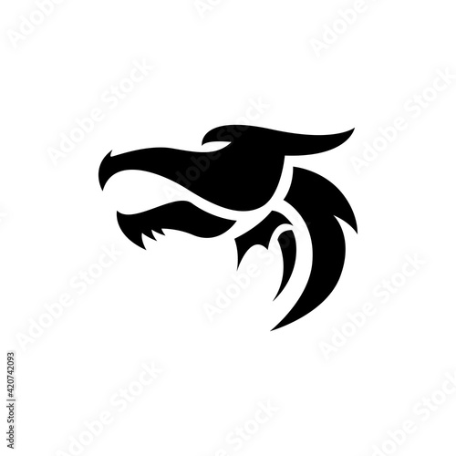 dragon head silhouette logo template