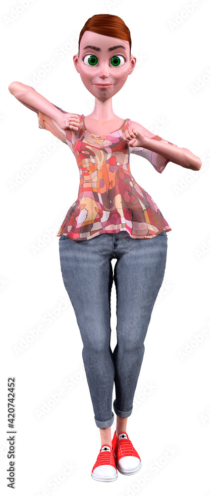 3D Rendering Toon Woman on White 3D Rendering Toon Woman on White