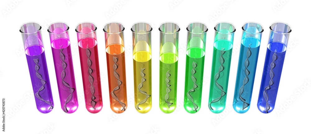 Fototapeta premium Reagenzgläser mit DNA-Molekülen