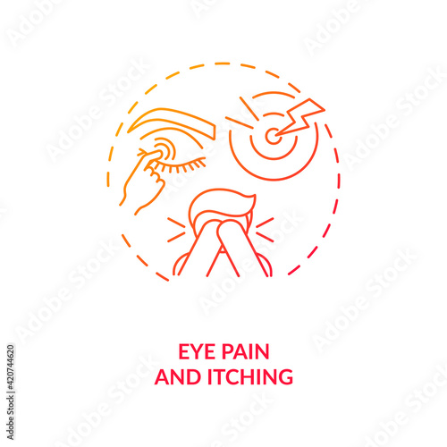 Eye pain and itching concept icon. Emergency eye exam reasons. Eye specialist or doctor disease treatment process idea thin line illustration. Vector isolated outline RGB color drawing