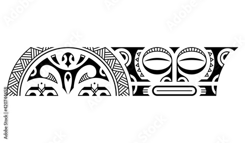 Maori or african ethnic style polynesian tattoo bracelet. Tribal sleeve seamless pattern vector. Samoan border tattoo fore arm or foot. Armband tattoo tribal. Band fabric seamless ornament isolated 