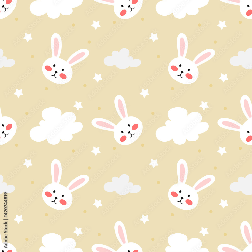 Vector cut rabbit cartoon pastel seamless pattern background. Vector cut rabbit cartoon pastel seamless pattern background.