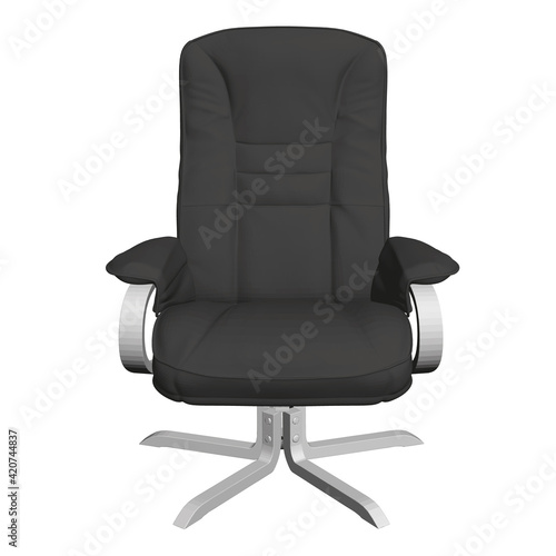 Polygonal black armchair isolated on a white background. 3D. Vector illustration