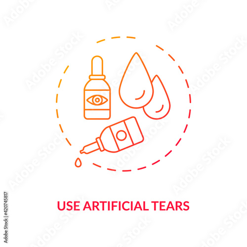 Use artificial tears concept icon. Digital eyestrain prevention tips. Eyedrops used to lubricate dry eyes with enough liquid idea thin line illustration. Vector isolated outline RGB color drawing