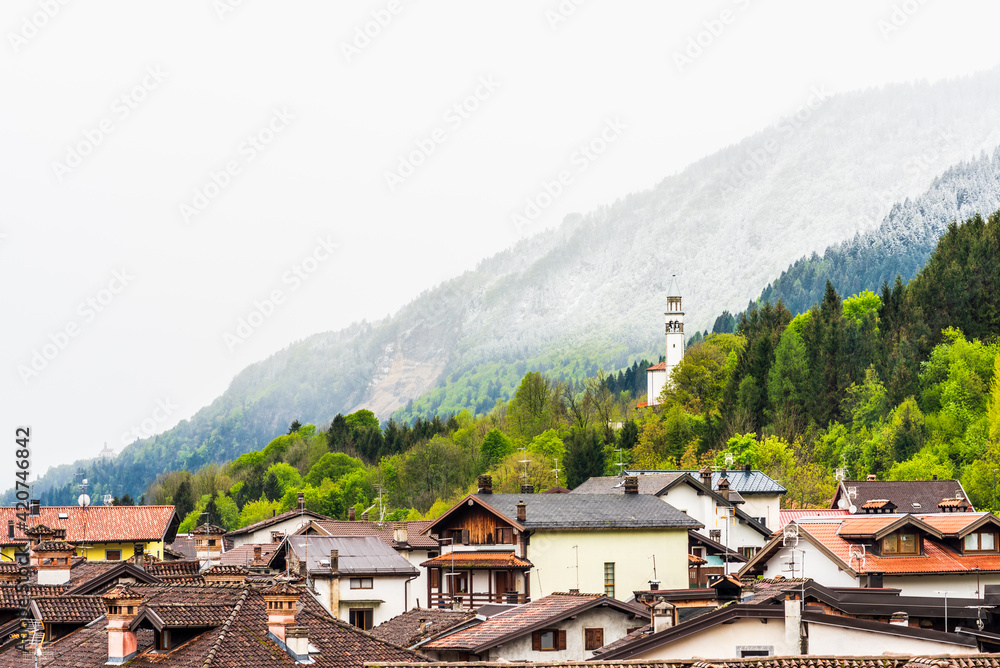 Obraz premium Ancient landscapes of Carnia. Between spring and winter in Sutrio. Carnia