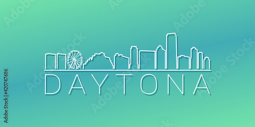 Daytona Beach  FL  USA Skyline Linear Design. Flat City Illustration Minimal Clip Art. Background Gradient Travel Vector Icon.