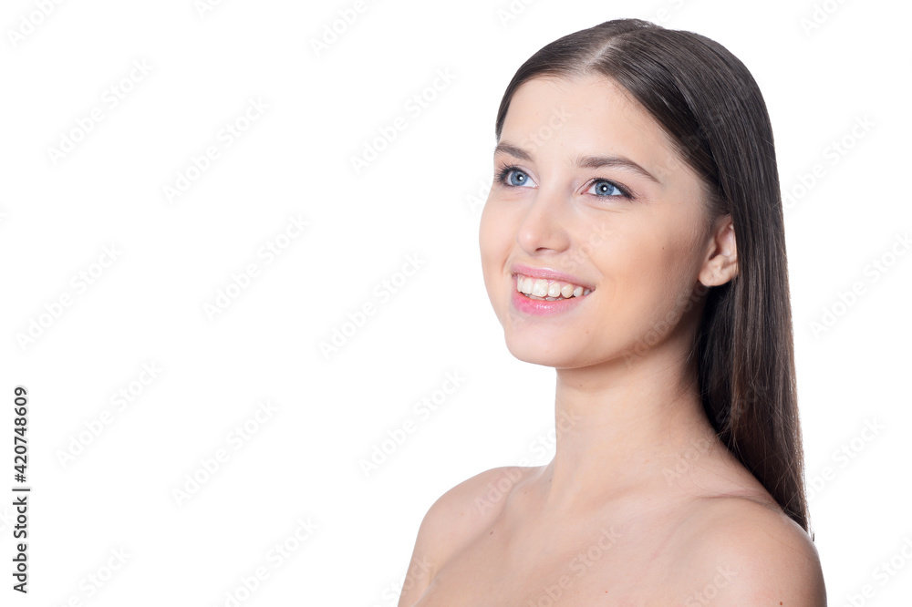 portrait of beautiful young woman with perfect skin posing portrait of beautiful young woman with perfect skin posing