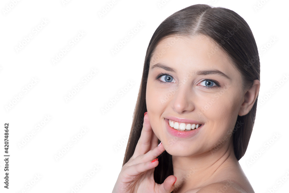 portrait of beautiful young woman with perfect skin posing portrait of beautiful young woman with perfect skin posing
