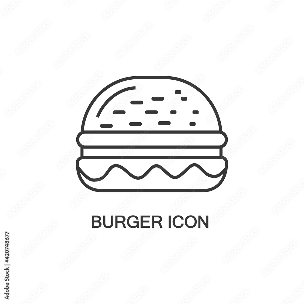 Burger icon vector isolated on white background, Burger transparent sign , thin symbols or lined elements in outline style Burger icon vector isolated on white background, Burger transparent sign , thin symbols or lined elements in outline style