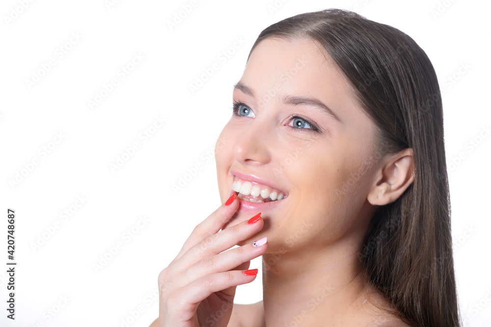 portrait of beautiful young woman with perfect skin posing portrait of beautiful young woman with perfect skin posing