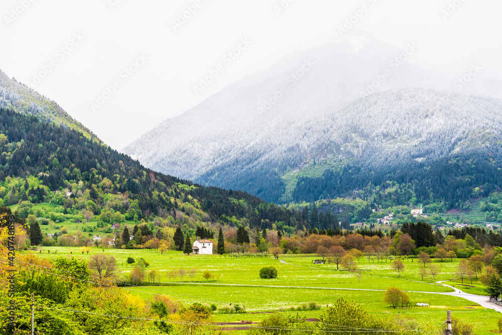 Obraz premium Ancient landscapes of Carnia. Between spring and winter in Sutrio. Carnia