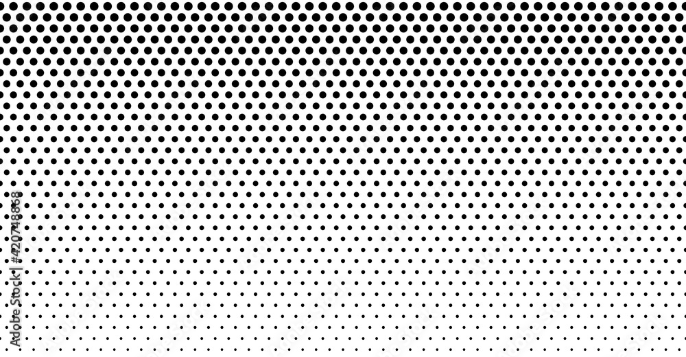 Halftone dot. Seamless border pattern. Fade gradient. Background dots ...