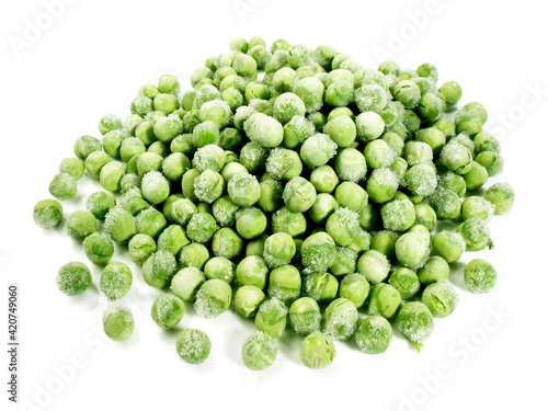 Frozen Peas on white Background Isolated