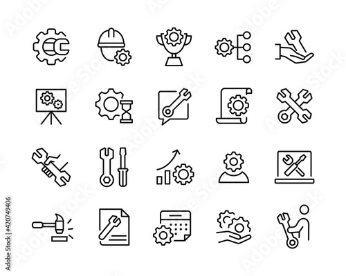 Repair Icons - Vector Line Icons. Editable Stroke. Vector Graphic