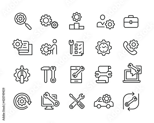 Repair Icons - Vector Line Icons. Editable Stroke. Vector Graphic