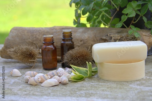 savon bio aux plantes  , produit cosmétique naturel photo