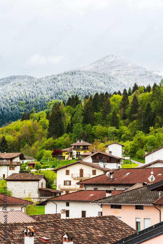 Obraz premium Ancient landscapes of Carnia. Between spring and winter in Sutrio. Carnia