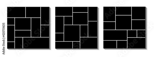 Set of vector frames 12 and 13 photo collages. Templates of moodboard.