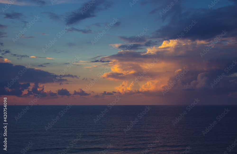Sunset on the Mediterranean Sea Israel.