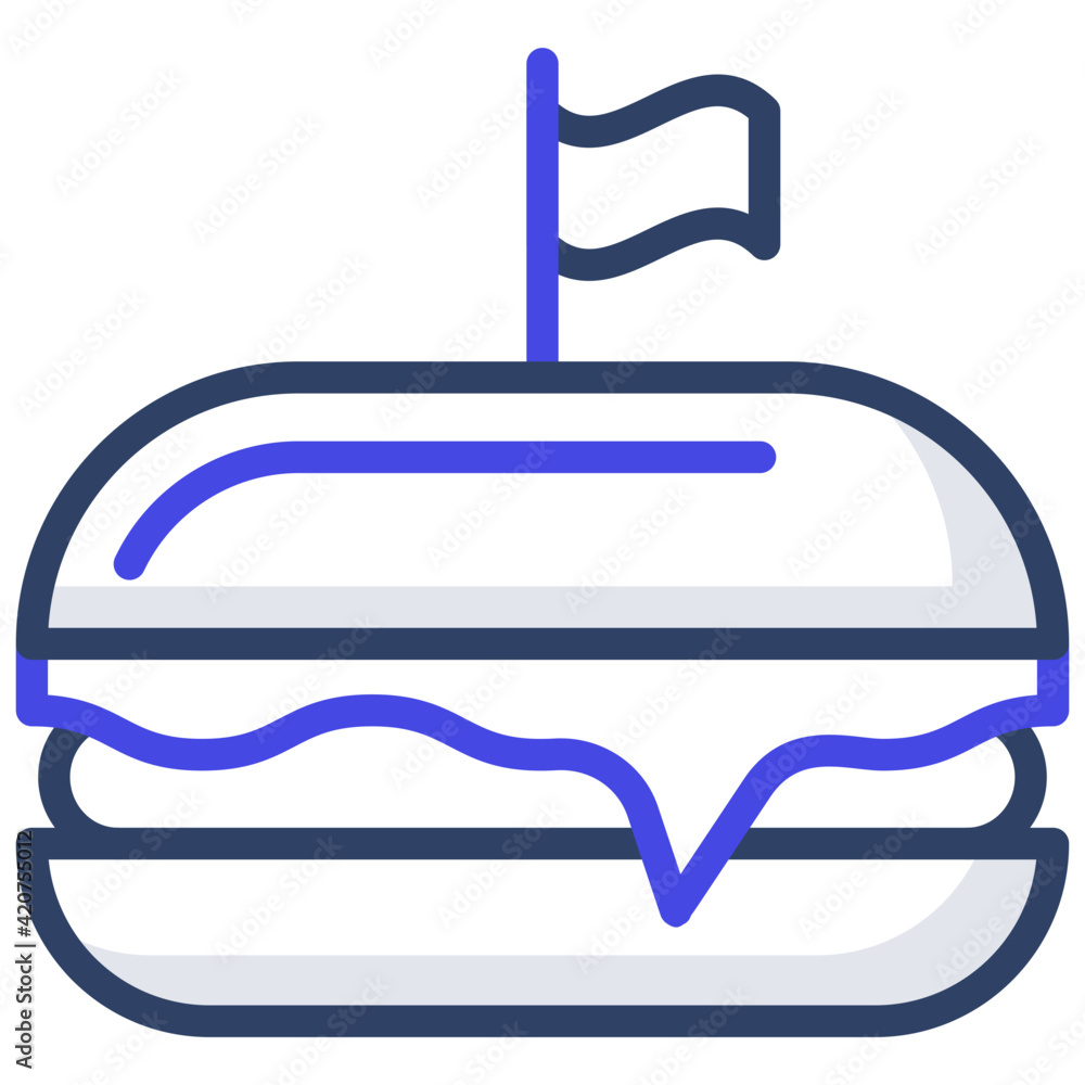 A yummy icon of burger, fast food A yummy icon of burger, fast food