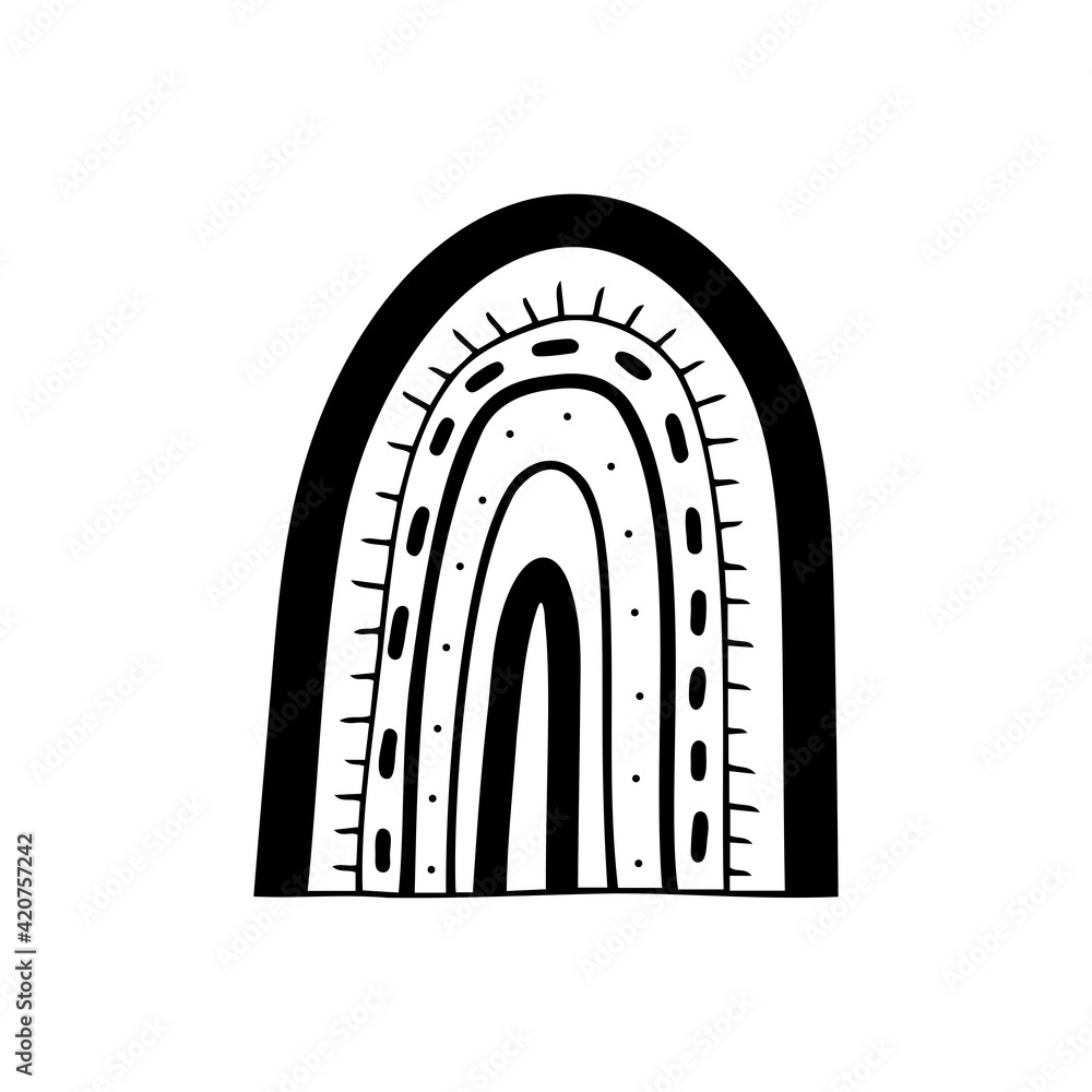 Hand drawn cute abstract rainbow isolated on a white background. Doodle, simple outline illustration. It can be used for decoration of textile, paper. Hand drawn cute abstract rainbow isolated on a white background. Doodle, simple outline illustration. It can be used for decoration of textile, paper.
