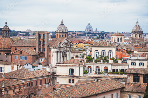 Wallpaper Mural Rome panorama, Lazio, Italy, beautiful panoramic vibrant summer wide view of Roma and Vatican, with cathedrals, cityscape and scenery beyond the city, seen from observation deck Torontodigital.ca