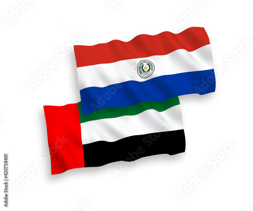 Flags of Paraguay and United Arab Emirates on a white background