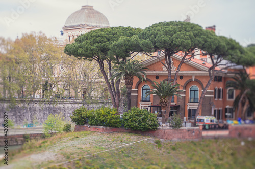 Εκτύπωση καμβά Tiber Island, Rome, Lazio, Italy, view of isola Tiberina, an island in Tiber riv