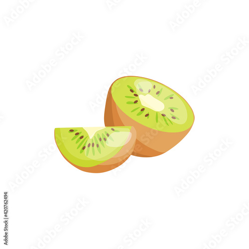 Vector illustration of a kiwi. Source of vitamin C and B. photo