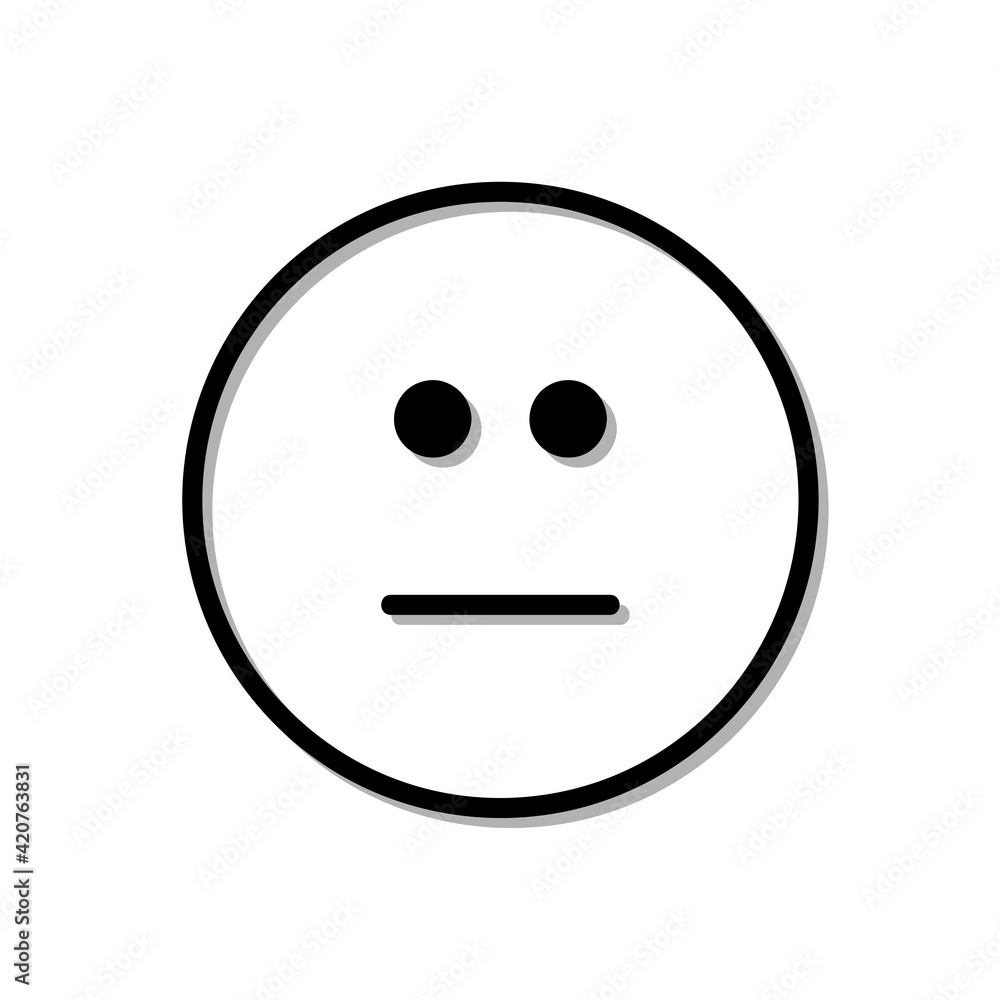 Bored smile icon. Outline pictogram isolated on white Bored smile icon. Outline pictogram isolated on white