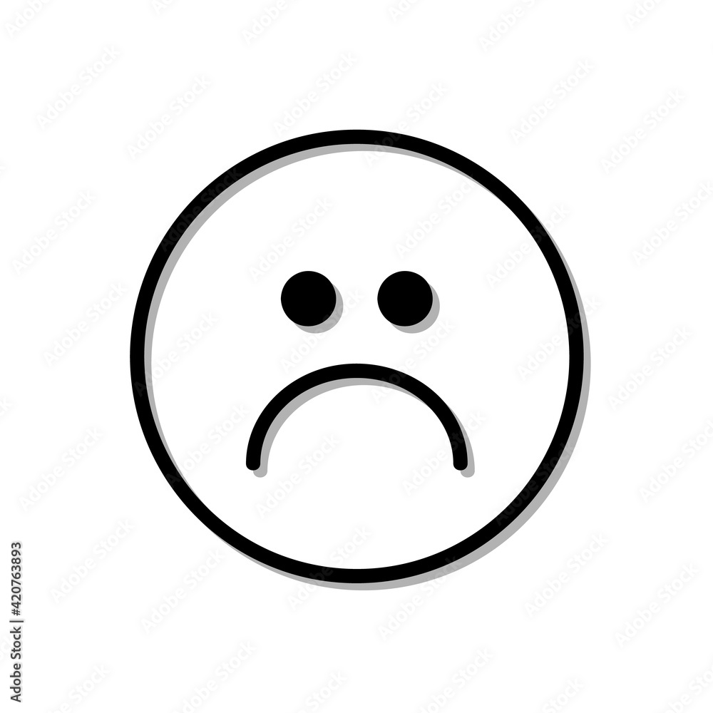 Sad smile icon. Outline pictogram isolated on white Sad smile icon. Outline pictogram isolated on white