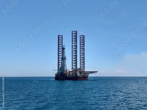 oil rig drilling platform in the Balikpapan - east Kalimantan - Indonesia