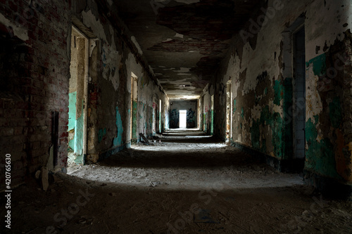abandoned creepy corridor in szentkiralyszabadja Hungary © Bernadett