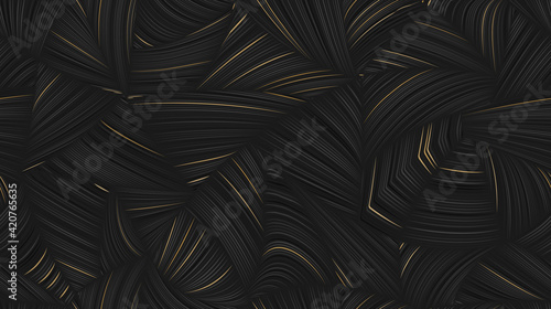 Vector seamless warped lines background. Flexible stripes twisted as silk forming volumetric folds. Colorful stripes with variable width. Modern abstract creative backdrop