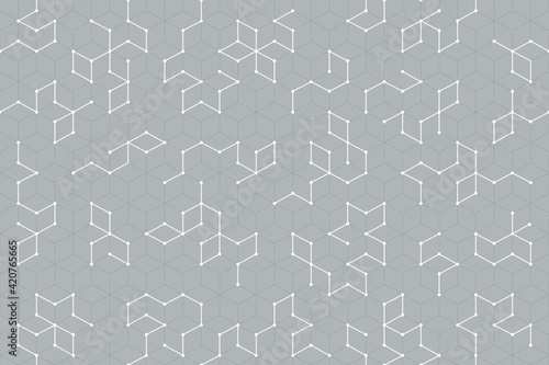 Technology isometric layered seamless pattern for your landing page, web, app design. Square and lines editable wallpaper with geometric elements futuristic style. Geometry tracery with construction.