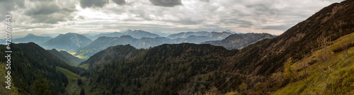 Panorama view from mountain Hochfelln in Bavaria, Germany