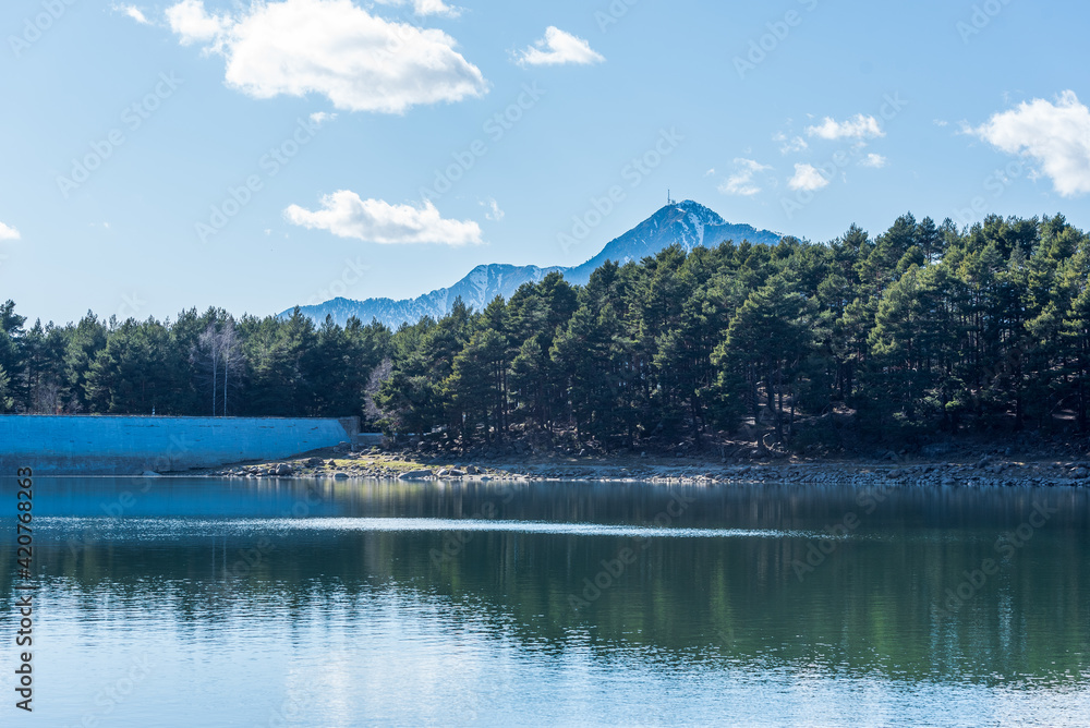Lake Engolasters in the Pyrenees. Escaldes Engordany, Andorra in winter 2021